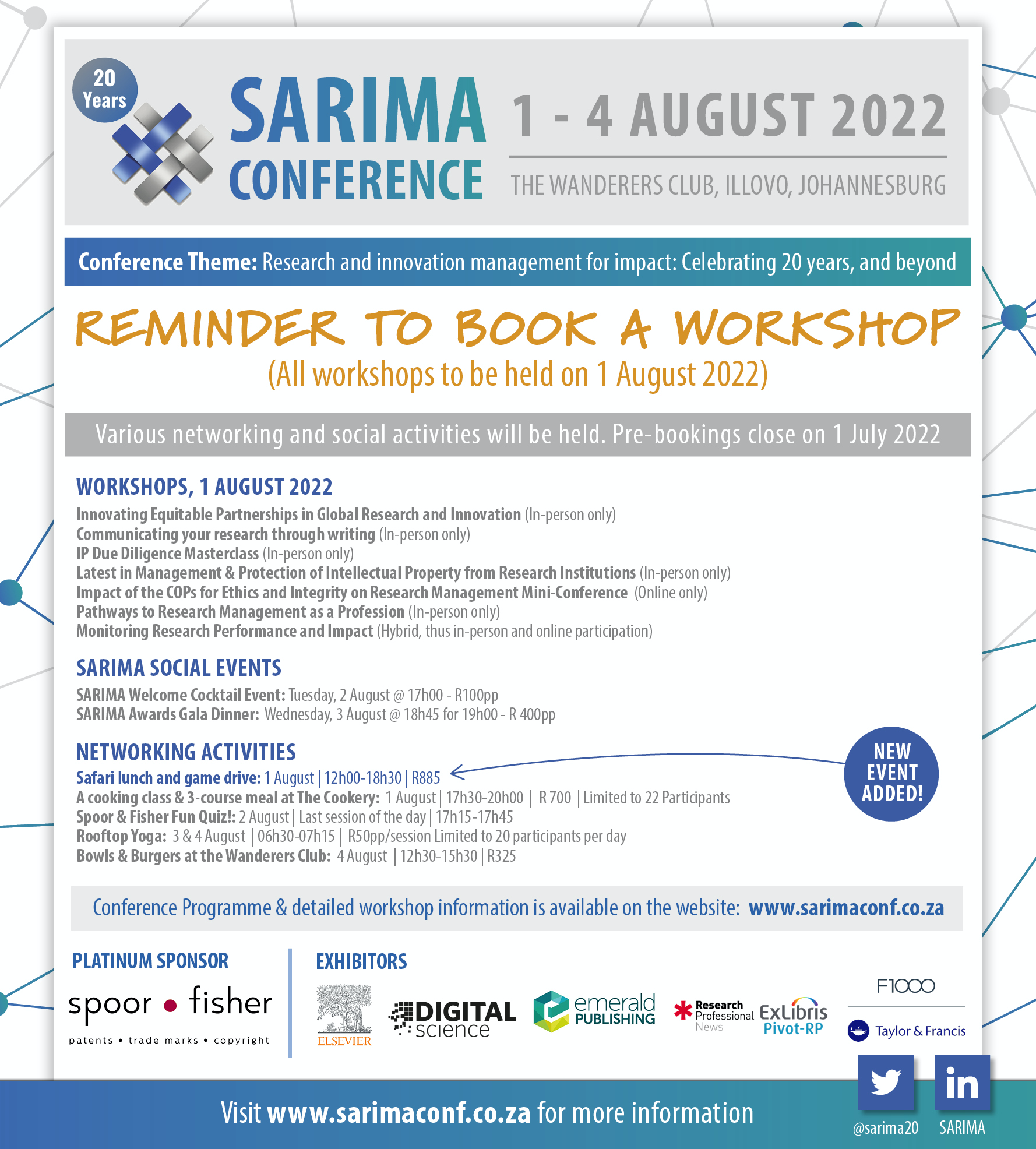 2022 SARIMA Conference - Workshops & Social Functions