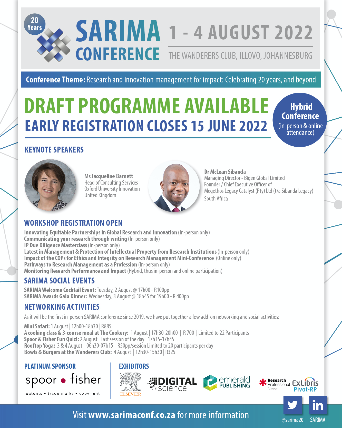 Draft programme available for the SARIMA Conference