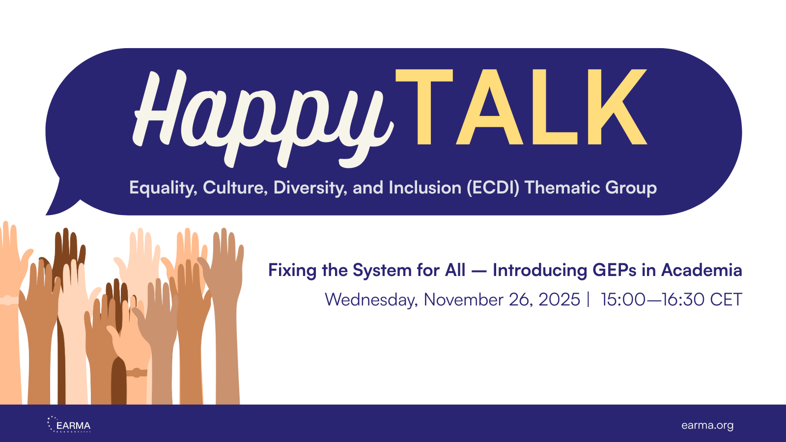 Join the next ECDI Happy Talk: Fixing the System for All – Introducing GEPs in Academia.