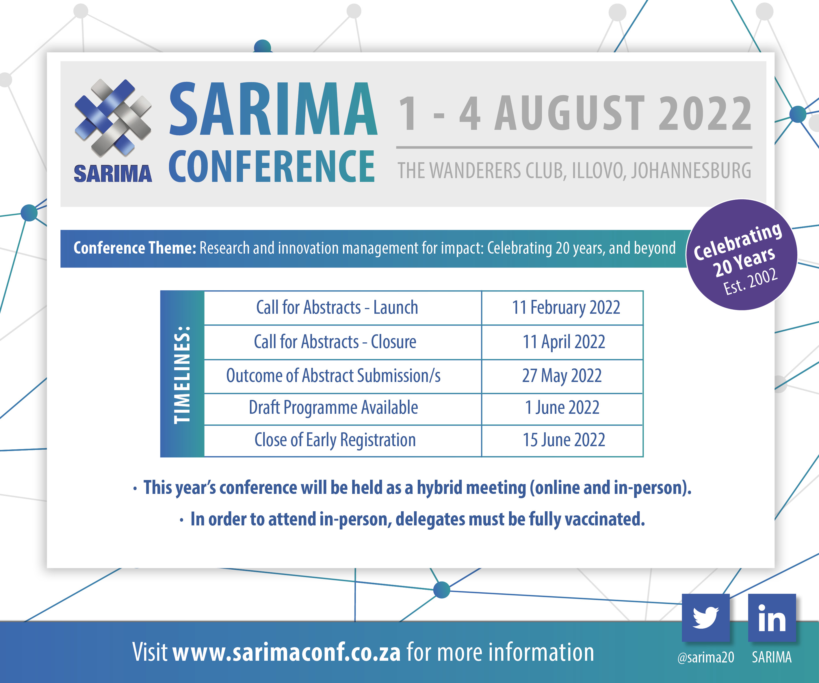 SARIMA Conference 2022 update